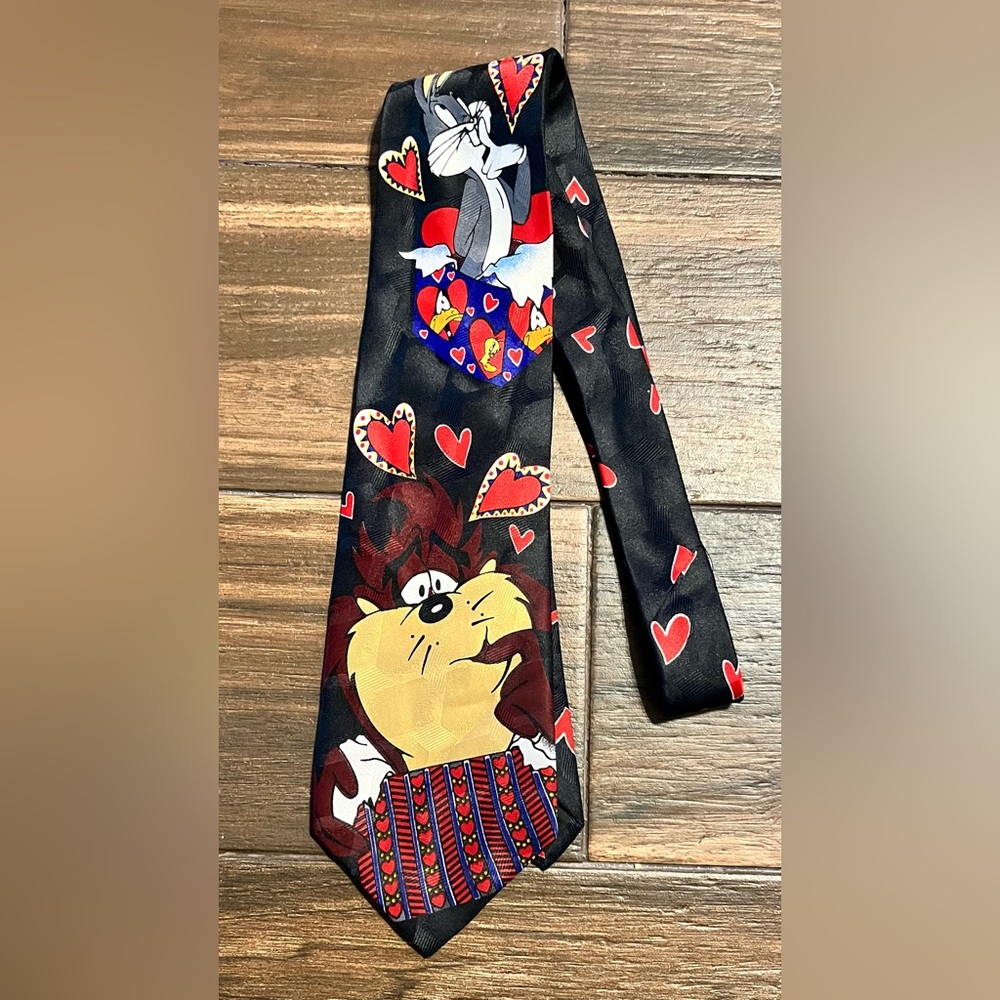 Men’s Looney Tunes Mania Black Red Tie Vintage 90’s‎ Era